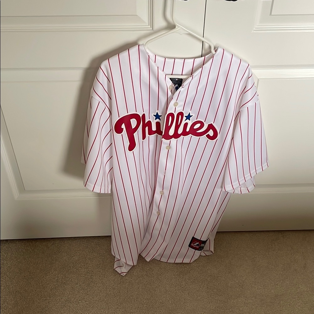 Phillies Men’s Striped Baseball Jersey - Red and White
